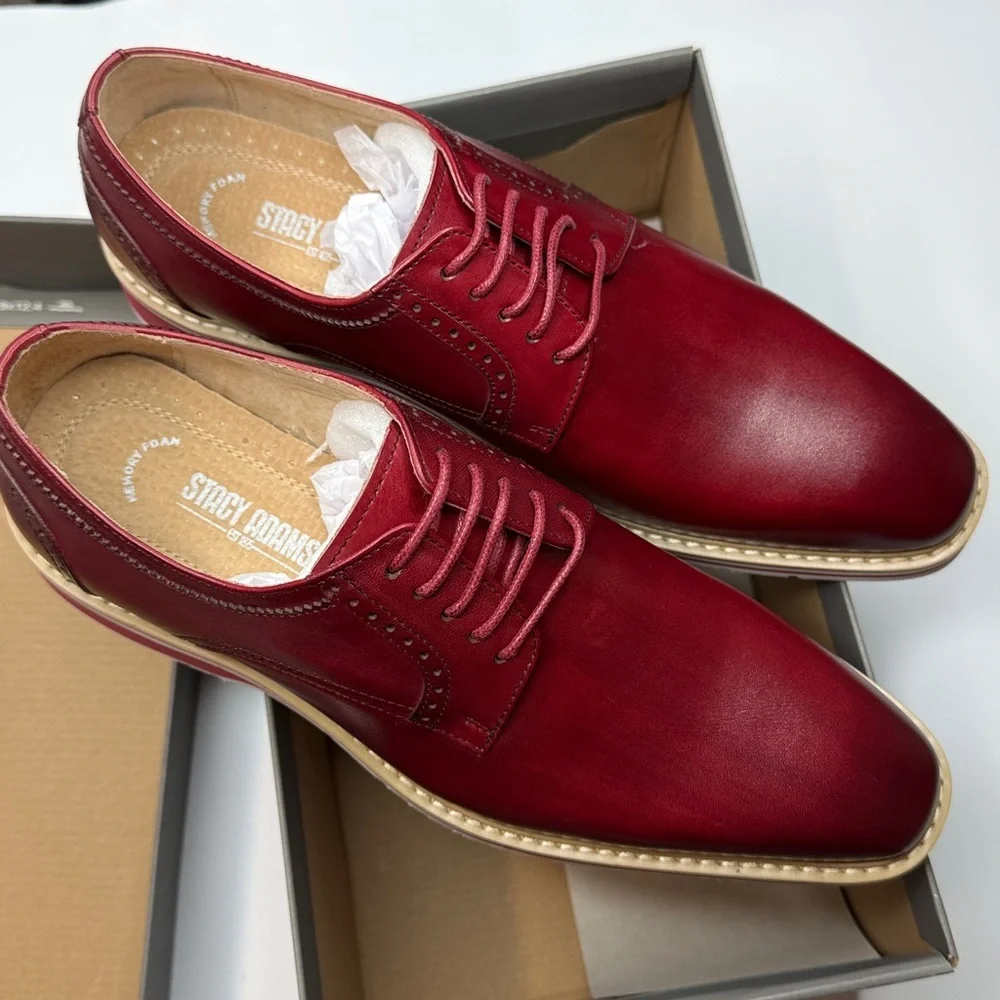 Stacy Adams Men's Barringer Plain Toe Oxford- Size 8- Red